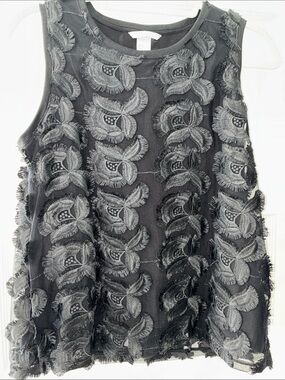 H&M Black Sleeveless Floral Appliqué Tank Top.  Brand new, never been worn.